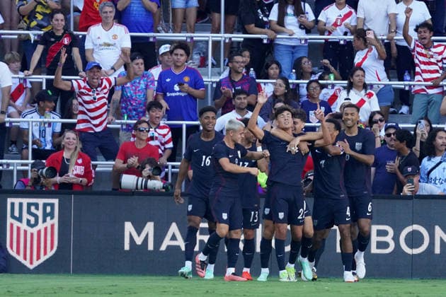Players of United States celebrate a goal during a friendly match between the United States and Peru at Inter&Co Stadium in Orlando, United States, 26 September 2026. International Friendly, Länderspiel, Nationalmannschaft United States vs. Peru !ACHTUNG: NUR REDAKTIONELLE NUTZUNG!  Copyright: xKennethxFernandezx AMDEP3167 20260927-55021515806_1