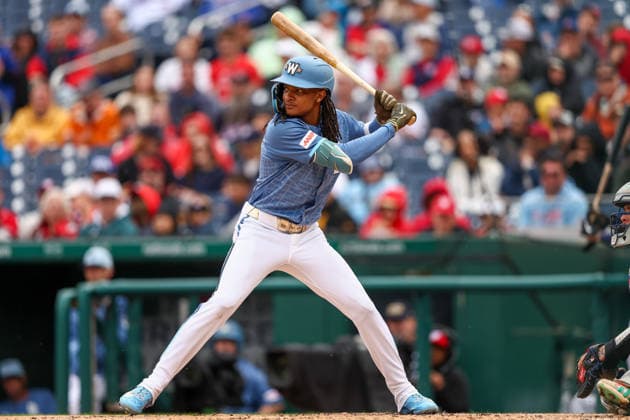 September 26, 2026, Washington D.C, District Of Columbia, United States: Washington, DC; Washington Nationals shortstop CJ Abrams (5) bats during a Major League Baseball game against the New York Mets at Nationals Park on Saturday, September 26, 2026. The Mets beat the Nationals 7-1. MLB, Baseball Herren, USA New York Mets 7:1 Washington Nationals  - ZUMAp258 20260926_znp_p258_060 Copyright: xStevexPrakopex