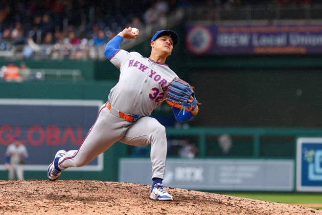 September 26, 2026, Washington D.C, District Of Columbia, United States: Washington, DC; New York Mets pitcher Tobias Myers (32) delivers a pitch during a Major League Baseball game against the Washington Nationals at Nationals Park on Saturday, September 26, 2026. The Mets beat the Nationals 7-1. MLB, Baseball Herren, USA New York Mets 7:1 Washington Nationals  - ZUMAp258 20260926_znp_p258_070 Copyright: xStevexPrakopex
