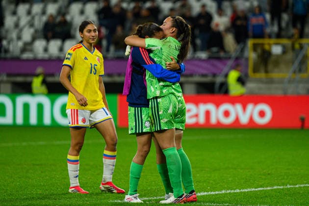 Luisa AGUDELO seen celebrating win during 2026 FIFA U-20 Women™s World Cup Bronze Final match between teams of Italy and Colombia in Lodz, Poland (Tomasz Karczewski Ball Raw Images) Lodz Stadion Miejski LKS Lodz Poland Copyright: xTomaszxKarczewskix tomaszkarczewski_wlochy_kolumbia_u20_2627_TK2_7912