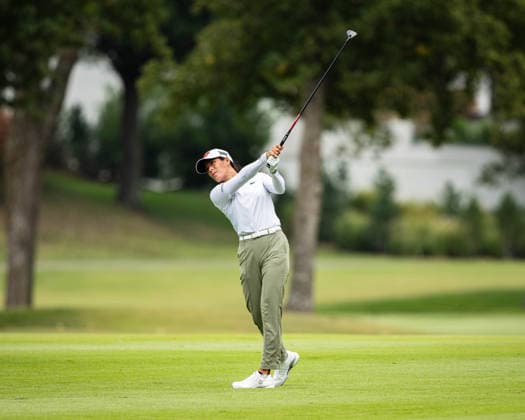 September 26, 2026, Rogers, Arkansas, USA: CELINE BOUTIER hits her second shot on the fourth hole during the second round of the Walmart NW Arkansas Championship at Pinnacle Country Club. LPGA, Golf Damen 2026: Walmart NW Arkansas Championship Round 2  - ZUMAw173 20260926_zsp_w173_003 Copyright: xLukexWelshx