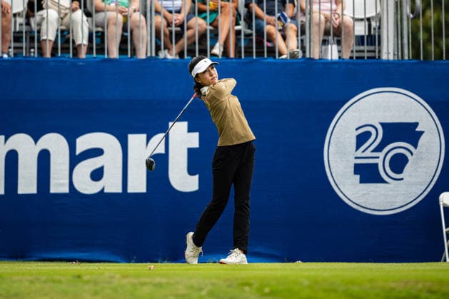September 26, 2026, Rogers, Arkansas, USA: MUNI HE hits a tee shot on the first hole during the second round of the Walmart NW Arkansas Championship at Pinnacle Country Club. LPGA, Golf Damen 2026: Walmart NW Arkansas Championship Round 2  - ZUMAw173 20260926_zsp_w173_027 Copyright: xLukexWelshx