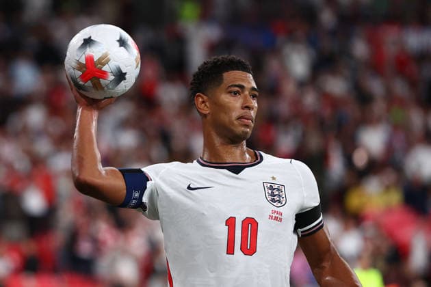 London, England, 26th September 2026. Jude Bellingham of England during the England vs Spain UEFA Nations League match at Wembley Stadium, London. Picture credit should read: Paul Terry Sportimage EDITORIAL USE ONLY. No use with unauthorised audio, video, data, fixture lists, club league logos or live services. Online in-match use limited to 120 images, no video emulation. No use in betting, games or single club league player publications. SPI_173_PT_England_Spain SPI-5020-0172