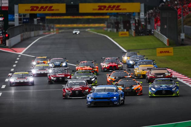 FIA WEC - 6 HOURS OF FUJI 2026 start of the race, depart, 77 POWELL Eric (usa), PRIAULX Sebastian (gbr), TUCK Ben (gbr), Proton Competition, Ford Mustang GT3 Evo 77, LM GT3, 78 DAVID Hadrien (fra), VAN ROMPUY Tom (bel), MASSON Esteban (fra), Akkodis ASP Team, Lexus RC F GT3 78, LM GT3, 79 CRESSONI Matteo (ita), HODENIUS Lin (ned), ZELGER Johannes (ita), Iron Lynx, Mercedes-AMG GT3 Evo 79, LM GT3, action during the 6 Hours of Fuji 2026, 6th round of the 2026 FIA World Endurance Championship, from September 25 to 27, 2026 on the Fuji Speedway in Oyama, Shizuoka, Japan - OyamaJapan  Copyright: xANTONINxVINCENTx