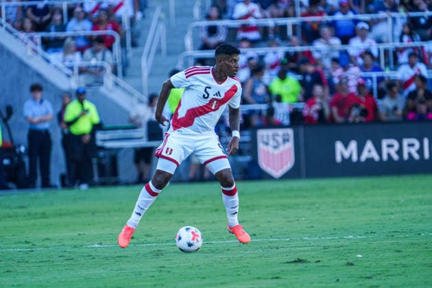 Peru v USA in a friendly Florida Series Match, Orlando, Florida Orlando, Florida, USA, September 26, 2026, Peru player Miguel Araujo 5 at Inter.Co Stadium. Copyright: xMartyxJean-Louisx