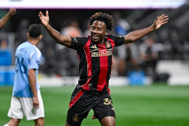 ATLANTA, GA - SEPTEMBER 26: Jay Fortune 35 of Atlanta reacts after scoring a second-half goal during the MLS, Fussball Herren, USA match between New York City FC and Atlanta United FC on September 26th, 2026 at Mercedes-Benz Stadium in Atlanta, GA. (Photo by Rich von Biberstein Icon Sportswire) SOCCER: SEP 26 MLS Atlanta United vs New York City FC EDITORIAL USE ONLY Icon260926032
