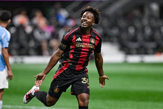 ATLANTA, GA - SEPTEMBER 26: Jay Fortune 35 of Atlanta reacts after scoring a second-half goal during the MLS, Fussball Herren, USA match between New York City FC and Atlanta United FC on September 26th, 2026 at Mercedes-Benz Stadium in Atlanta, GA. (Photo by Rich von Biberstein Icon Sportswire) SOCCER: SEP 26 MLS Atlanta United vs New York City FC EDITORIAL USE ONLY Icon260926033