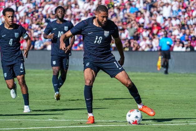 Peru v USA in a friendly Florida Series Match, Orlando, Florida Orlando, Florida, USA, September 26, 2026, USA defender George Campbell 18 controls the ball at Inter.Co Stadium. Copyright: xMartyxJean-Louisx