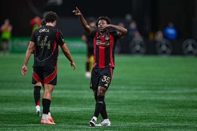 ATLANTA, GA - SEPTEMBER 26: Jay Fortune 35 of Atlanta reacts after scoring a second-half goal during the MLS, Fussball Herren, USA match between New York City FC and Atlanta United FC on September 26th, 2026 at Mercedes-Benz Stadium in Atlanta, GA. (Photo by Rich von Biberstein Icon Sportswire) SOCCER: SEP 26 MLS Atlanta United vs New York City FC EDITORIAL USE ONLY Icon260926035