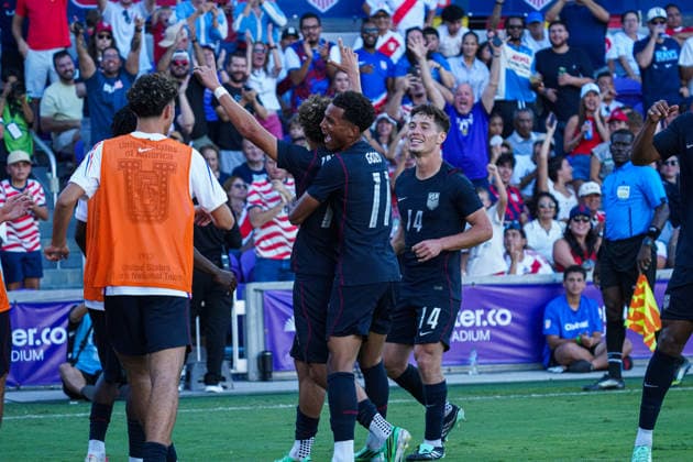 Peru v USA in a friendly Florida Series Match, Orlando, Florida Orlando, Florida, USA, September 26, 2026,USA player Julian Hall 19 celebrate goal at Inter.Co Stadium. Copyright: xMartyxJean-Louisx