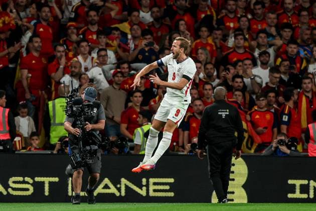 September 26, 2026, London, England: Harry Kane (England) celebrates after scoring goal during UEFA Nations League 2026 football match between Spain at Wembley (London)..Final Score: England 2:3 Spain England Vs Spain, England - 26 Sep 2026  - ZUMAs197 20260926_aaa_s197_343 Copyright: xGrzegorzxWajdax