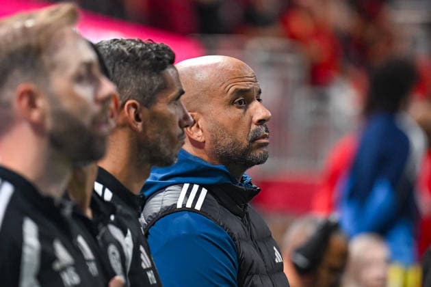 ATLANTA, GA - SEPTEMBER 26: New York head coach Pascal Jansen reacts during the MLS, Fussball Herren, USA match between New York City FC and Atlanta United FC on September 26th, 2026 at Mercedes-Benz Stadium in Atlanta, GA. (Photo by Rich von Biberstein Icon Sportswire) SOCCER: SEP 26 MLS Atlanta United vs New York City FC EDITORIAL USE ONLY Icon260926048