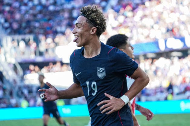 Peru v USA in a friendly Florida Series Match, Orlando, Florida Orlando, Florida, USA, September 26, 2026,USA player Julian Hall 19 celebrate goal at Inter.Co Stadium. Copyright: xMartyxJean-Louisx