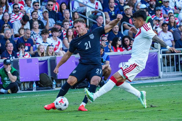 Peru v USA in a friendly Florida Series Match, Orlando, Florida Orlando, Florida, USA, September 26, 2026, USA player Frankie Westfield 21 makes a pass at Inter.Co Stadium. Copyright: xMartyxJean-Louisx
