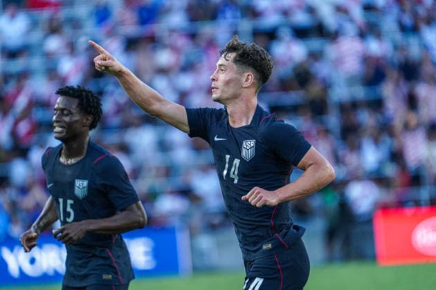 Peru v USA in a friendly Florida Series Match, Orlando, Florida Orlando, Florida, USA, September 26, 2026, USA player Sebastian Berhalter 14 celebrate goal at Inter.Co Stadium. Copyright: xMartyxJean-Louisx
