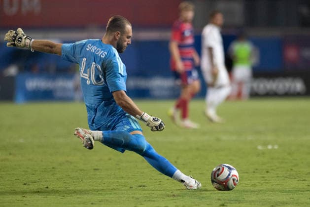 September 26, 2026, Frisco, Texas, USA: FC Dallas goalkeeper JONATHAN SIROIS (40) kicks the ball during a soccer game between Los Angeles FC and FC Dallas at Toyota Stadium in Frisco, TX. Soccer 2026: FC Dallas 1:0 Los Angeles FC  - ZUMAh193 20260926_zsp_h193_009 Copyright: xDanielxMcGregor-Huyerx