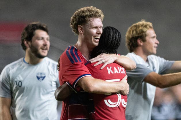 September 26, 2026, Frisco, Texas, USA: FC Dallas midfielder CLAY HOLSTAD (33) and FC Dallas midfielder KAICK (55) react after a soccer game between Los Angeles FC and FC Dallas at Toyota Stadium in Frisco, TX. Soccer 2026: FC Dallas 1:0 Los Angeles FC  - ZUMAh193 20260926_zsp_h193_017 Copyright: xDanielxMcGregor-Huyerx