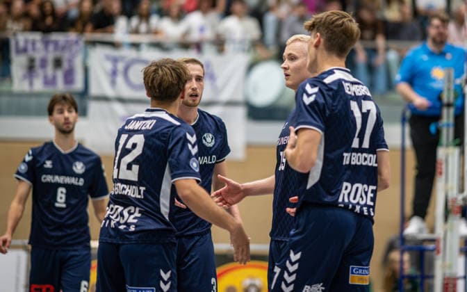 Volleyball, 2026–2027 Season, 2nd Bundesliga North, September 26, 2026, Matchday 2, Men s, TuB Bocholt Blue vs. FC Schuettorf White v l Ben Stoverink (TuB Bocholt), Nico Janitzki (TuB Bocholt), Noah van Dam (TuB Bocholt), Jannik Langer (TuB Bocholt), Hauke Lehmbrock (TuB Bocholt), Bocholt Sporthalle West, North Rhine-Westphalia, Germany 260926_vb_tub-bocholt_fc-schuettorf_59259