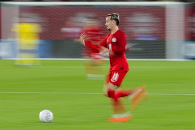 Liam Millar of Canada dribbles with the ball during the International Friendly, Länderspiel, Nationalmannschaft match between Canada and Chile on September 26th, 2026 in BMO Field, Toronto, Ontario, Canada Copyright: xCurtisxWongx xSPPx Sportspressphoto_SPR240877