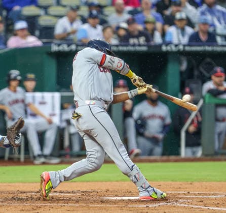 SEP 26, 2026: Cleveland Guardians infielder Joso RamoÂ­rez (11) at bat in the 2nd inning against the Kansas City Royals at Kauffman Stadium in Kansas City, MO. CSM Kansas City United States - ZUMAc04_ 20260926_zma_c04_673 Copyright: xRomanxPunox