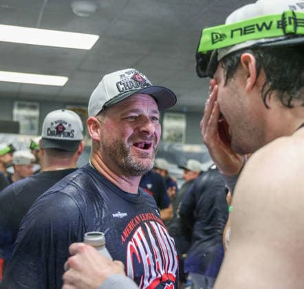 SEP 26, 2026: Cleveland Guardians manager Stephen Vogt celebrates after winning the Central Division against the Kansas City Royals at Kauffman Stadium in Kansas City, MO. CSM MLB, Baseball Herren, USA 2026: Guardians Vs Royals September 26th  - ZUMAc04_ 20260926_zma_c04_670 Copyright: xRomanxPunox