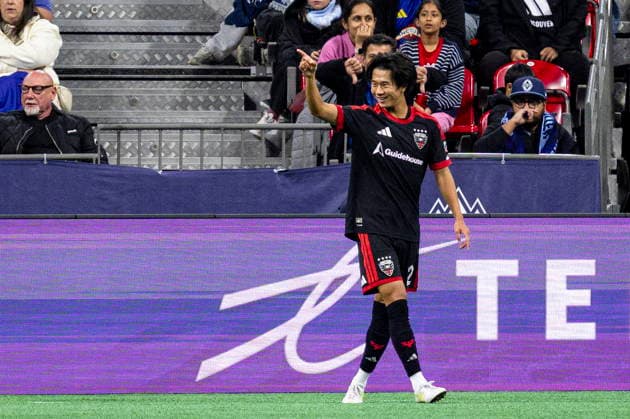 September 26, 2026, Vancouver, Bc, CANADA: D.C. United s Kimito Nono (2) celebrates his goal against the Vancouver Whitecaps during the second half of an MLS, Fussball Herren, USA soccer match, in Vancouver, on Saturday, Sept. 26, 2026. Canada News - September 26, 2026  - ZUMAc35_ 20260926_zaf_c35_208 Copyright: xJacobxMallarix