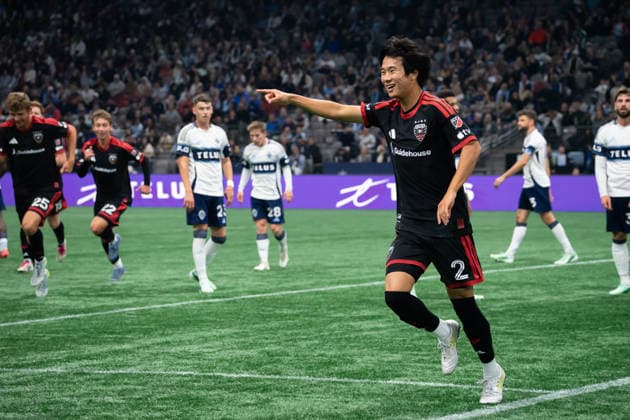 VANCOUVER, CANADA - SEPTEMBER 26: Kimito Nono of DC United celebrates after scoring their first goal during the Major League Soccer match between Vancouver Whitecaps FC and DC United at BC Place Stadium on September 26, 2026 in Vancouver, British Columbia, Canada. Copyright: xAmyxElle SPPx Sportspressphoto_SPR240909