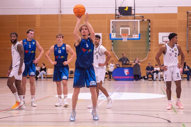 Mika Freitag, Seawolves Academy, No. 9 at the free-throw line; SG ART Giants Düsseldorf vs. Seawolves Academy, Basketball, Barmer 2 BBL, Pro B North, Matchday 1, 2026–2027 Season, September 26, 2026: SG ART Giants Düsseldorf vs. Seawolves Academy, Basketball, Barmer 2 BBL, Pro B North, Matchday 1, 2026–2027 Season, September 26, 2026, Düsseldorf Copyright: xEibner-Pressefoto ThomasxHaeslerx EP_THR