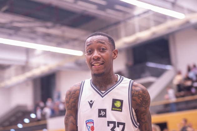 John Joseph Saigge, ART Giants Düsseldorf, 37, following the victory of SG ART Giants Düsseldorf over Seawolves Academy, basketball, Barmer 2 BBL, Pro B North, Matchday 1, 2026–2027 season, September 26, 2026, SG ART Giants Düsseldorf vs. Seawolves Academy, basketball, Barmer 2 BBL, Pro B North, Matchday 1, 2026–2027 season, September 26, 2026, Düsseldorf Copyright: xEibner-Pressefoto ThomasxHaeslerx EP_THR