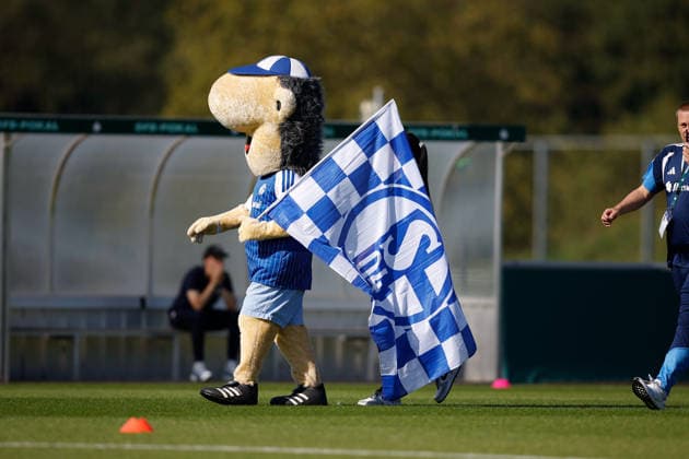Soccer I Women s I 2026–2027 Season I DFB Cup I FC Schalke 04 vs. SGS Essen I September 27, 2026 Erwin the Knight, FC Schalke 04 mascot—cutout, close-up, portrait, Single Photo, Single Image, Body, Gelsenkirchen, Parkstadion, North Rhine-Westphalia, Germany Copyright: xLobeca CedricxSiefkerx