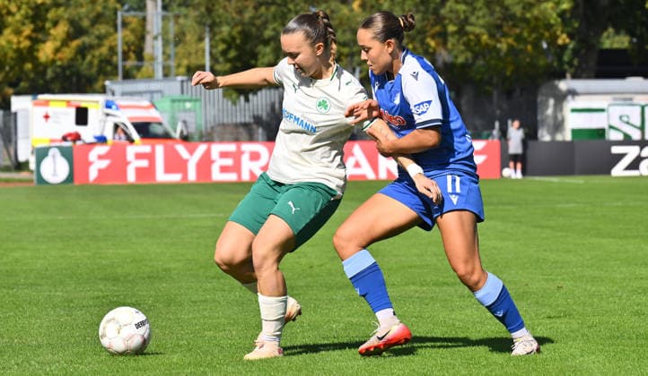 September 27, 2026 Soccer Season 2026–2027 DFB Cup Women s Club Cup Round 1 SpVgg Greuther Fürth Kleeblatt vs. TSG 1899 Hoffenheim Sports photo by Zink xwoxzix; regulations prohibit any use of photographs as image sequences and or quasi-video. Annika Fend, 19, SpVgg Greuther Fürth; Linda Mathilde Natter, 11, TSG Hoffenheim