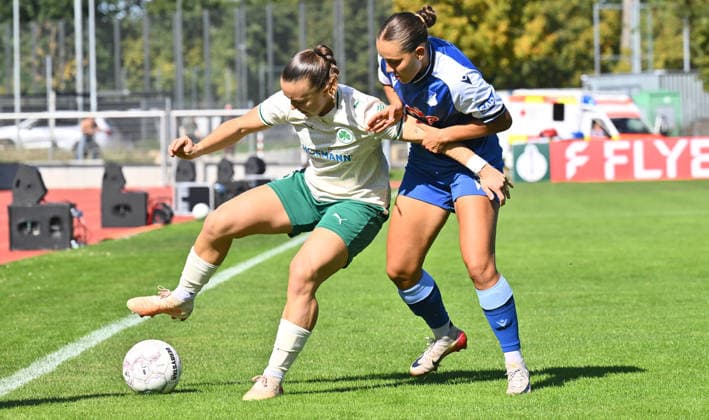 September 27, 2026 Soccer Season 2026–2027 DFB Cup Women s Club Cup Round 1 SpVgg Greuther Fürth Kleeblatt vs. TSG 1899 Hoffenheim Sports photo by Zink xwoxzix; regulations prohibit any use of photographs as image sequences and or quasi-video. Annika Fend, 19, SpVgg Greuther Fürth; Linda Mathilde Natter, 11, TSG Hoffenheim