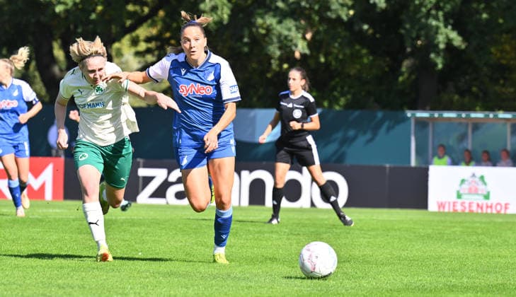 September 27, 2026 Soccer Season 2026–2027 DFB Cup Women s Club Cup Round 1 SpVgg Greuther Fürth Kleeblatt vs. TSG 1899 Hoffenheim Sports photo by Zink xwoxzix; regulations prohibit any use of photographs as image sequences and or quasi-video Amelie Graupner, 17, SpVgg Greuther Fürth; Lisann Kaut, 4, TSG Hoffenheim