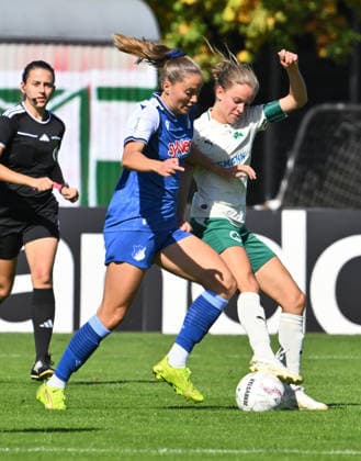 September 27, 2026 Soccer Season 2026–2027 DFB Cup Women s Club Cup Round 1 SpVgg Greuther Fürth Kleeblatt vs. TSG 1899 Hoffenheim Sports photo by Zink xwoxzix; regulations prohibit any use of photographs as image sequences and or quasi-video. Lisann Kaut 4, TSG Hoffenheim; Elena Grill 6, SpVgg Greuther Fürth