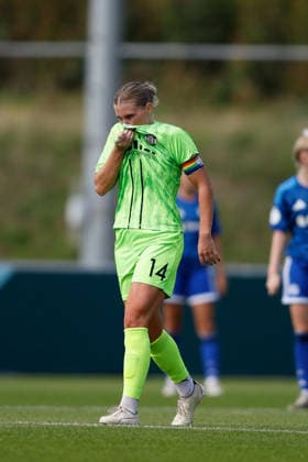 Soccer I Women I 2026–2027 Season I DFB Cup I FC Schalke 04 vs. SGS Essen I September 27, 2026 Anja Heuschkel 14, SGS Essen, cutout, close-up, portrait, single photo, single image, body, Gelsenkirchen, Parkstadion, North Rhine-Westphalia, Germany Copyright: xLobeca CedricxSiefkerx