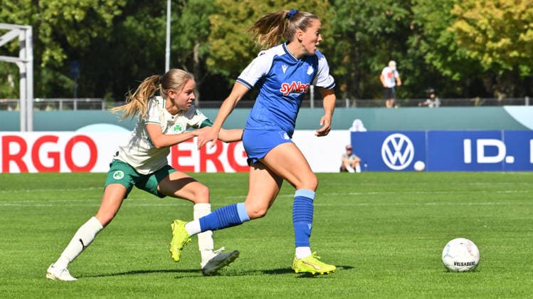 September 27, 2026 Soccer Season 2026–2027 DFB Cup Women s Club Cup Round 1 SpVgg Greuther Fürth Kleeblatt vs. TSG 1899 Hoffenheim Sports photo by Zink xwoxzix; regulations prohibit any use of photographs as image sequences and or quasi-video. Elena Grill 6, SpVgg Greuther Fürth; Lisann Kaut 4, TSG Hoffenheim