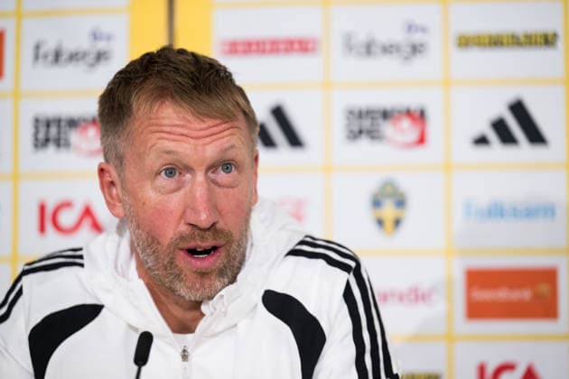 September 27, 2026: Head coach Graham Potter of the Swedish men’s national soccer team at a press conference on September 27, 2026 in Stockholm. Photo by Emma Wallskog, BILDBYRAN, code EW EW0712. soccer, football, fotball, Nations League, UEFA Nations League, press conference, Sweden, Sverige, Sverige A, bbeng, soccer, football, fotball, Nations League, UEFA Nations League, press conference, sSweden Sweden Sweden A BBENG Copyright: EMMAxWALLSKOG BB260927EW007