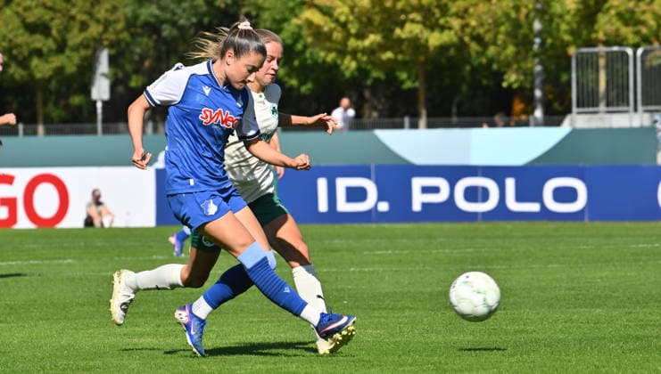 September 27, 2026 Soccer Season 2026–2027 DFB Cup Women s Club Cup Round 1 SpVgg Greuther Fürth Kleeblatt vs. TSG 1899 Hoffenheim Sports photo by Zink xwoxzix; regulations prohibit any use of photographs as image sequences and or quasi-video Janna Grimm (26), TSG Hoffenheim, ahead of Elena Grill (6), SpVgg Greuther Fürth