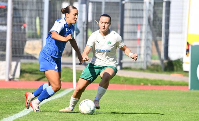 September 27, 2026 Soccer Season 2026–2027 DFB Cup Women s Club Cup Round 1 SpVgg Greuther Fürth Kleeblatt vs. TSG 1899 Hoffenheim Sports photo by Zink xwoxzix; regulations prohibit any use of photographs as image sequences and or quasi-video. Linda Mathilde Natter (11), TSG Hoffenheim; Annika Fend (19), SpVgg Greuther Fürth