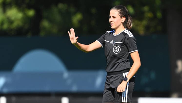 September 27, 2026 Soccer Season 2026–2027 DFB Cup Women s Club Cup First Round SpVgg Greuther Fürth Kleeblatt vs. TSG 1899 Hoffenheim Sports photo by Zink xwoxzix; regulations prohibit any use of photographs as image sequences and or quasi-video. Marie Theres Mühlbauer, referee in