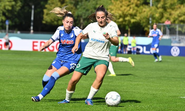 September 27, 2026 Soccer Season 2026–2027 DFB Cup Women’s Club Cup First Round SpVgg Greuther Fürth Kleeblatt vs. TSG 1899 Hoffenheim Sports photo by Zink xwoxzix. Regulations prohibit any use of photographs as image sequences and or quasi-video Janna Grimm, 26, TSG Hoffenheim Aurora Tornaquindici, 16, SpVgg Greuther Fürth