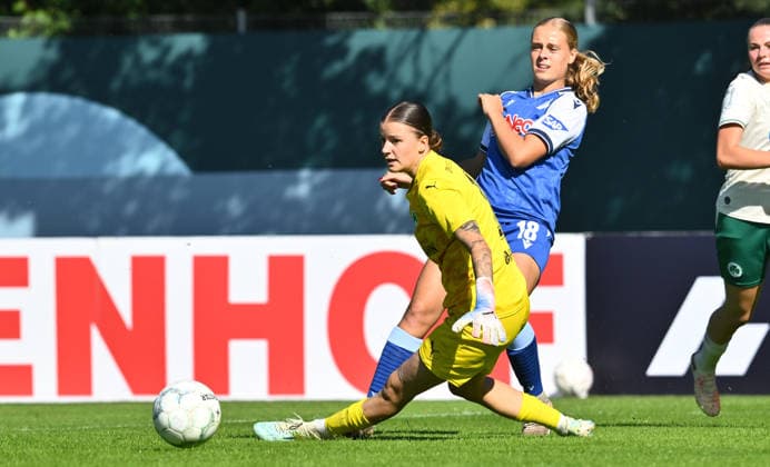 September 27, 2026 Soccer Season 2026–2027 DFB Cup Women s Club Cup Round 1 SpVgg Greuther Fürth Kleeblatt vs. TSG 1899 Hoffenheim Sports photo by Zink xwoxzix; regulations prohibit any use of photographs as image sequences and or quasi-video. Lisa Bayer 1, SpVgg Greuther Fürth; Ilse Kemper 18, TSG Hoffenheim
