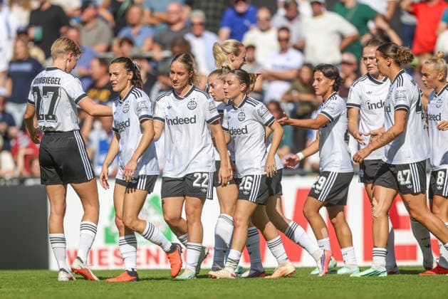 GER, Karlsruhe, Karlsruher SC vs. Eintracht Frankfurt, SC, DFB Women s Cup, Soccer, DFB, 2026–2027 Season, Badenia Stadium, Round 1: Photo by Danique Tolhoek – Eintracht Frankfurt Women’s Team 22, Goal, Celebration and Joy, Emotions. DFB and DFL regulations prohibit any use of photographs as image sequences and or quasi-video. September 27, 2026 Copyright: HMBxMedia HendrikxHamelau