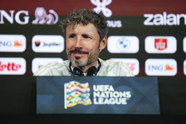 Belgium s head coach Mark van Bommel pictured during a press conference, PK, Pressekonferenz of the Red Devils, the Belgian national soccer team, on Sunday 27 September 2026 in Tubize. The team is preparing for the second game of the UEFA Nations League against France on Monday. BRUNOxFAHY x187974307x
