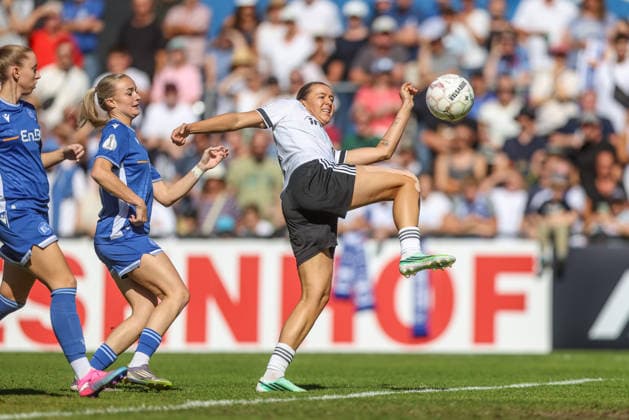 GER, Karlsruhe, Karlsruher SC vs. Eintracht Frankfurt, SC, DFB Women’s Cup, Soccer, DFB, 2026–2027 Season, Badenia Stadium, Round 1. Photo by Larissa Mühlhaus. Eintracht Frankfurt Women 47. DFB and DFL regulations prohibit any use of photographs as image sequences and or quasi-video. September 27, 2026 Copyright: HMBxMedia HendrikxHamelau