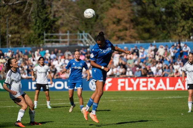 September 27, 2026, xjyhynx, Women s DFB Cup First Round, Karlsruher SC vs. Eintracht Frankfurt, from left: header by Cora Obenson, 20, Karlsruher SC, Karlsruhe