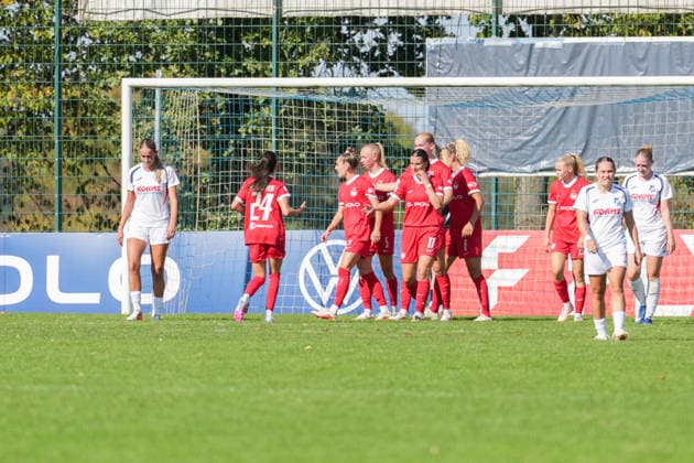 DFB Women s Cup: SC Sand vs. VfL Wolfsburg, September 27, 2026—Celebration after Camilla Küver of VfL Wolfsburg scores the 0–3 goal; 16th round of the DFB Women s Cup: SC Sand vs. VfL Wolfsburg, Adams Arena, September 27, 2026 DFB and DFL regulations prohibit any use of photographs as image sequences and or quasi-video Copyright: xBEAUTIFULxSPORTS Boscox