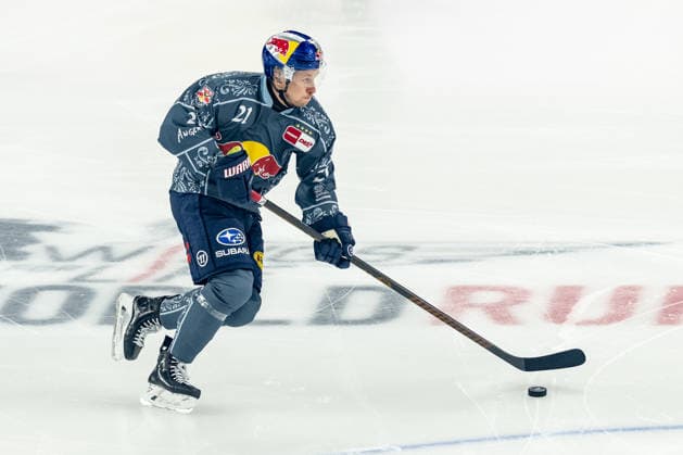 Dominik Kahun, EHC Red Bull Munich, 21, GER; EHC Red Bull Munich vs. Löwen Frankfurt, ice hockey, DEL, 2026–2027 season, Matchday 4, September 27, 2026; Photo: HMB Media, Franz Feiner Copyright: HMBxMedia FranzxFeiner