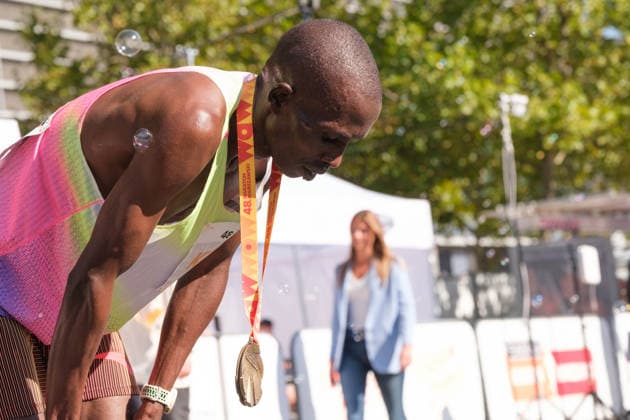 September 27, 2026, Warsaw, Masovian Voivodeship, Poland: STEPHEN KIBOR of Kenya at the finish line after placing first in the 48th Warsaw Marathon. The race has been awarded the World Athletics Elite Label for the first time in its history and is part of the European Marathon Classics (EMC) series of races. Warsaw Poland - ZUMAk204 20260927_zip_k204_040 Copyright: xRomanxKozielx