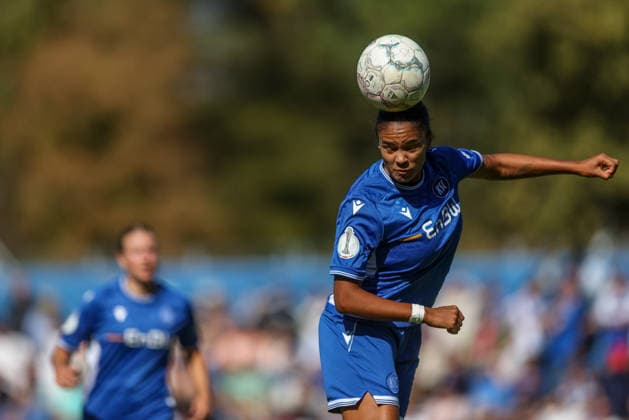 GER, Karlsruhe, Karlsruher SC vs. Eintracht Frankfurt, SC, DFB Women s Cup, Soccer, DFB, 2026–2027 Season, Badenia Stadium, Round 1, photo by Cora Obenson, Karlsruher SC Women’s Team, 20 DFB DFL REGULATIONS PROHIBIT ANY USE OF PHOTOGRAPHS AS IMAGE SEQUENCES AND OR QUASI-VIDEO, September 27, 2026 Copyright: HMBxMedia HendrikxHamelau
